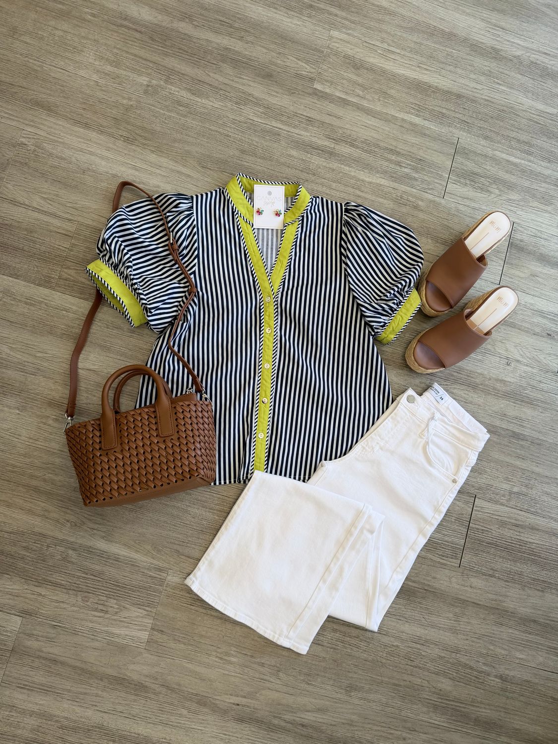 Maroney Stripe Button Top