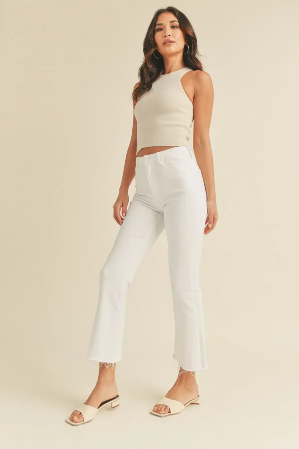 Erica High Rise Crop Flare White