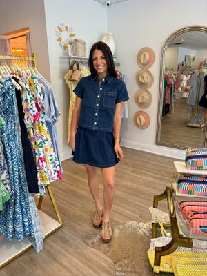 Ella Pleated Denim Skirt