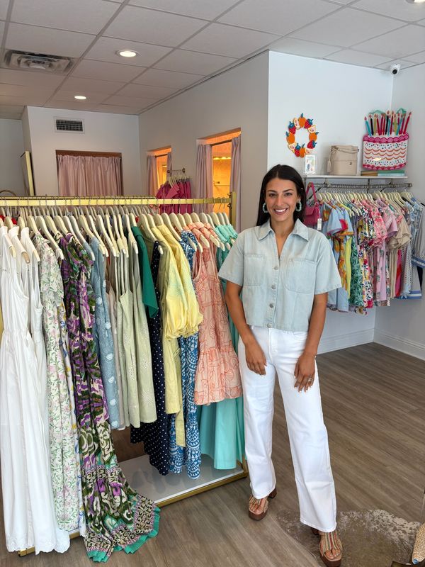 Melody Collared Button Washed Denim Top