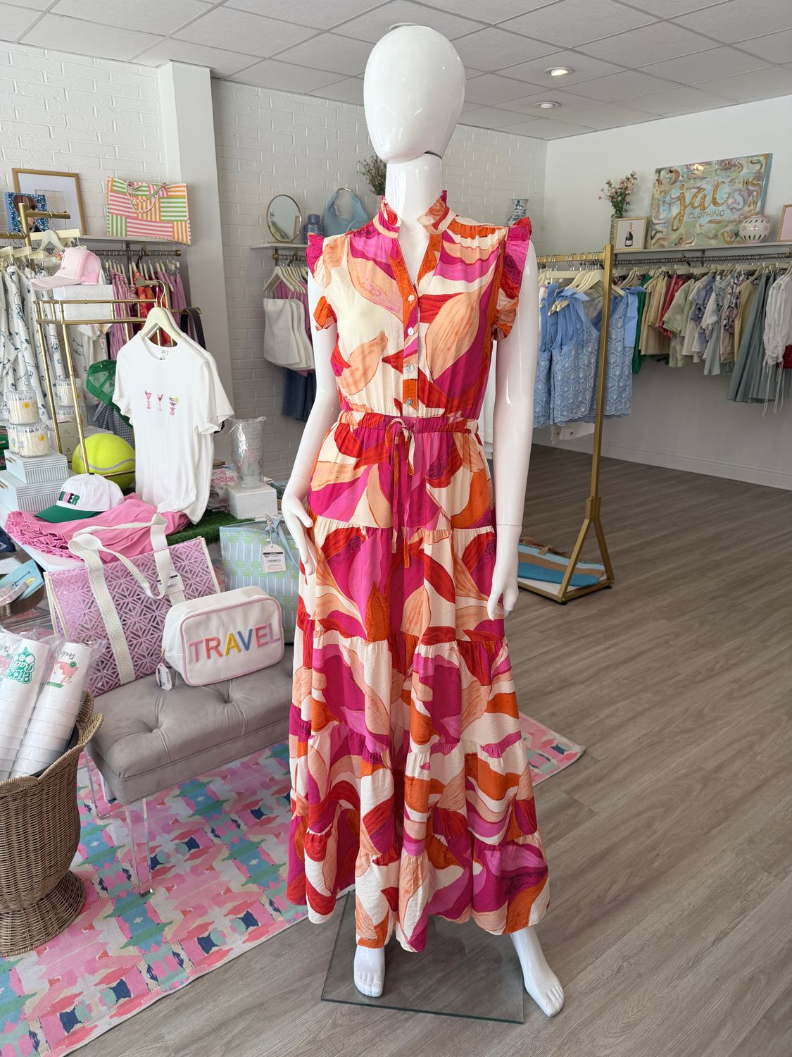 Tara Leaf Print Maxi Dress