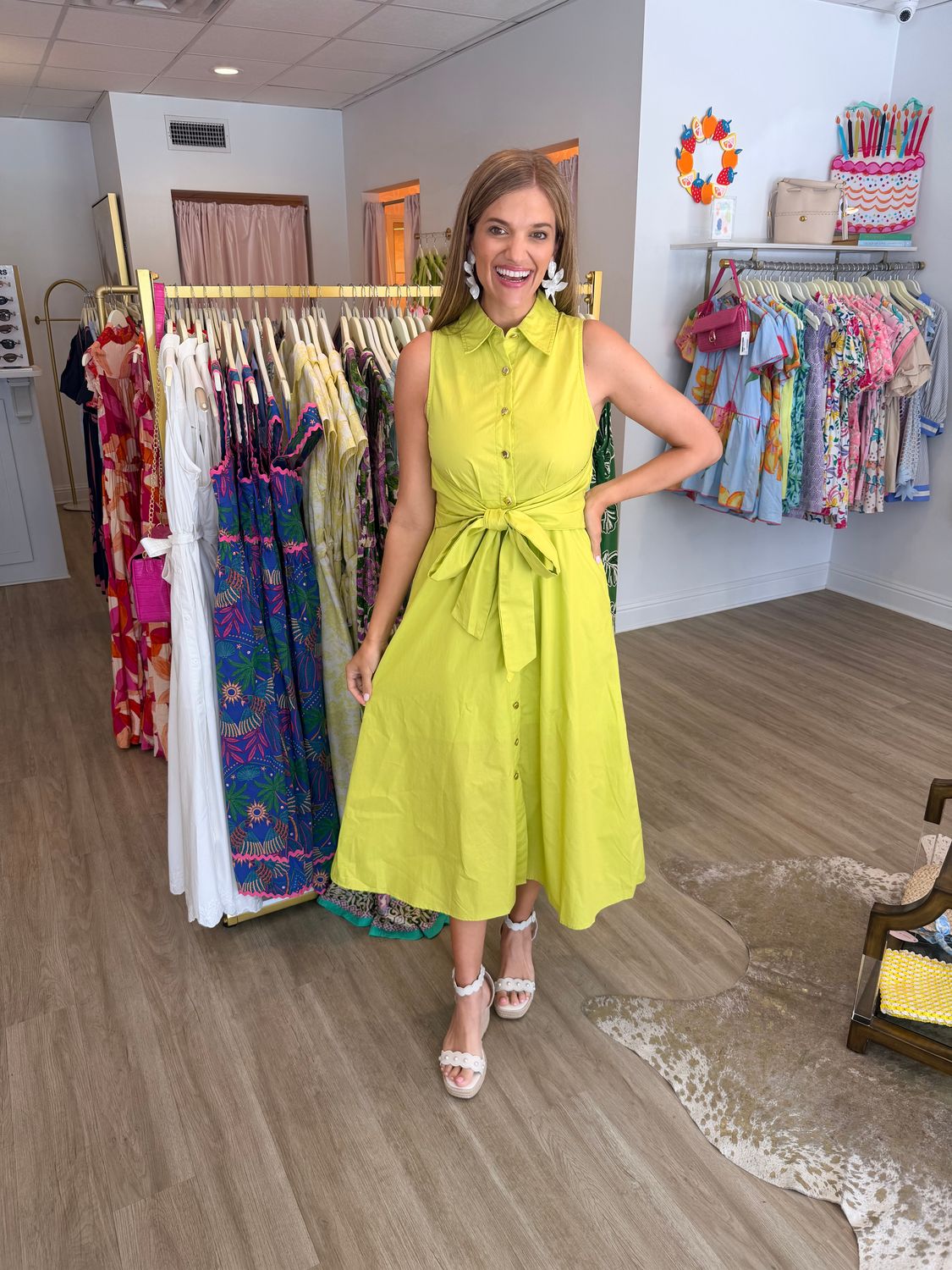 Leigh Ann Chartreuse Midi Dress