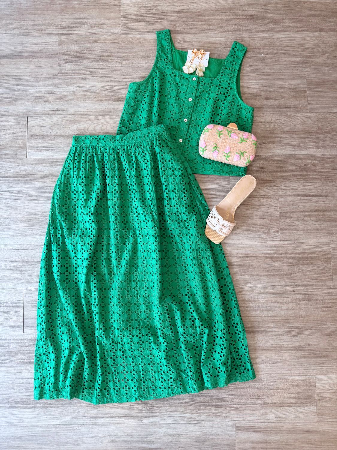 Sabrina Eyelet Midi Skirt