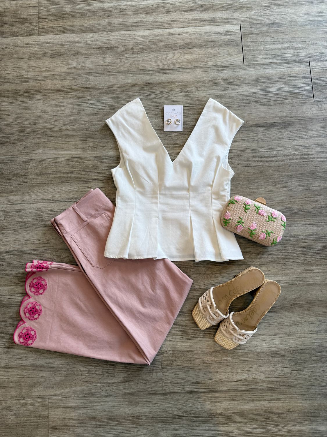 Colette Scallop-Hem Wide Leg Pants