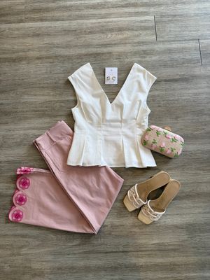 Colette Scallop-Hem Wide Leg Pants