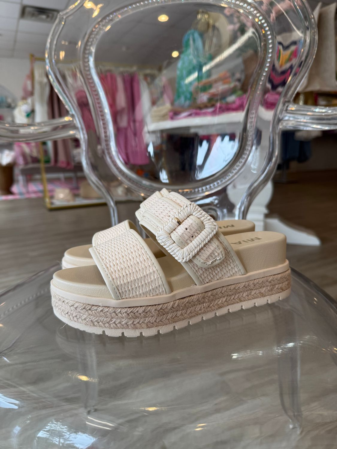 MIA Kylian Raffia Flatform Bone