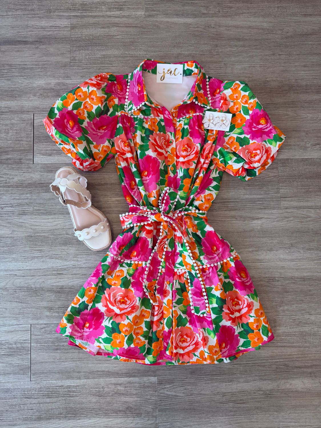 Ivy Floral Puff Sleeve Button Dress