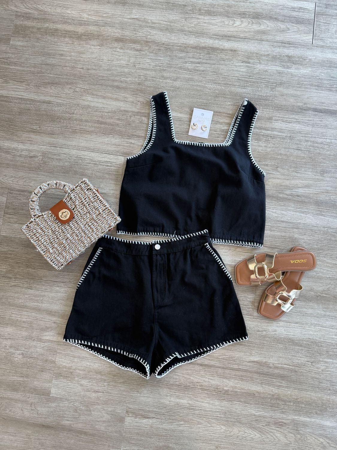 Shelia Stitched Denim Set