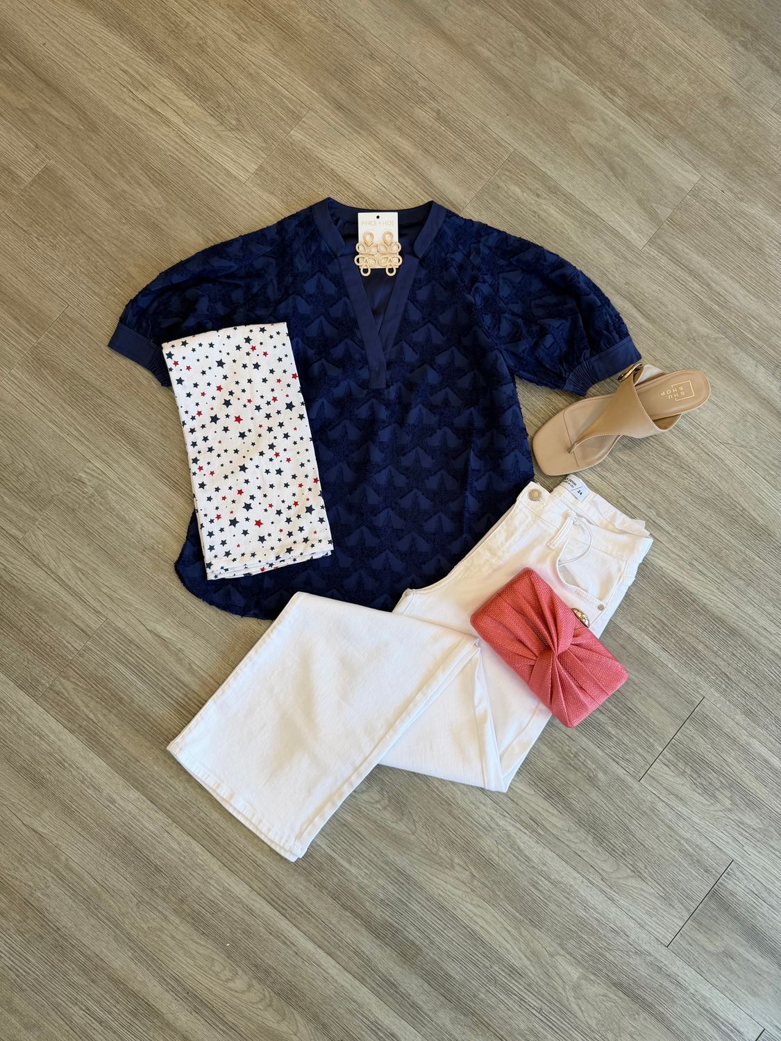 Ellie Textured Navy Top
