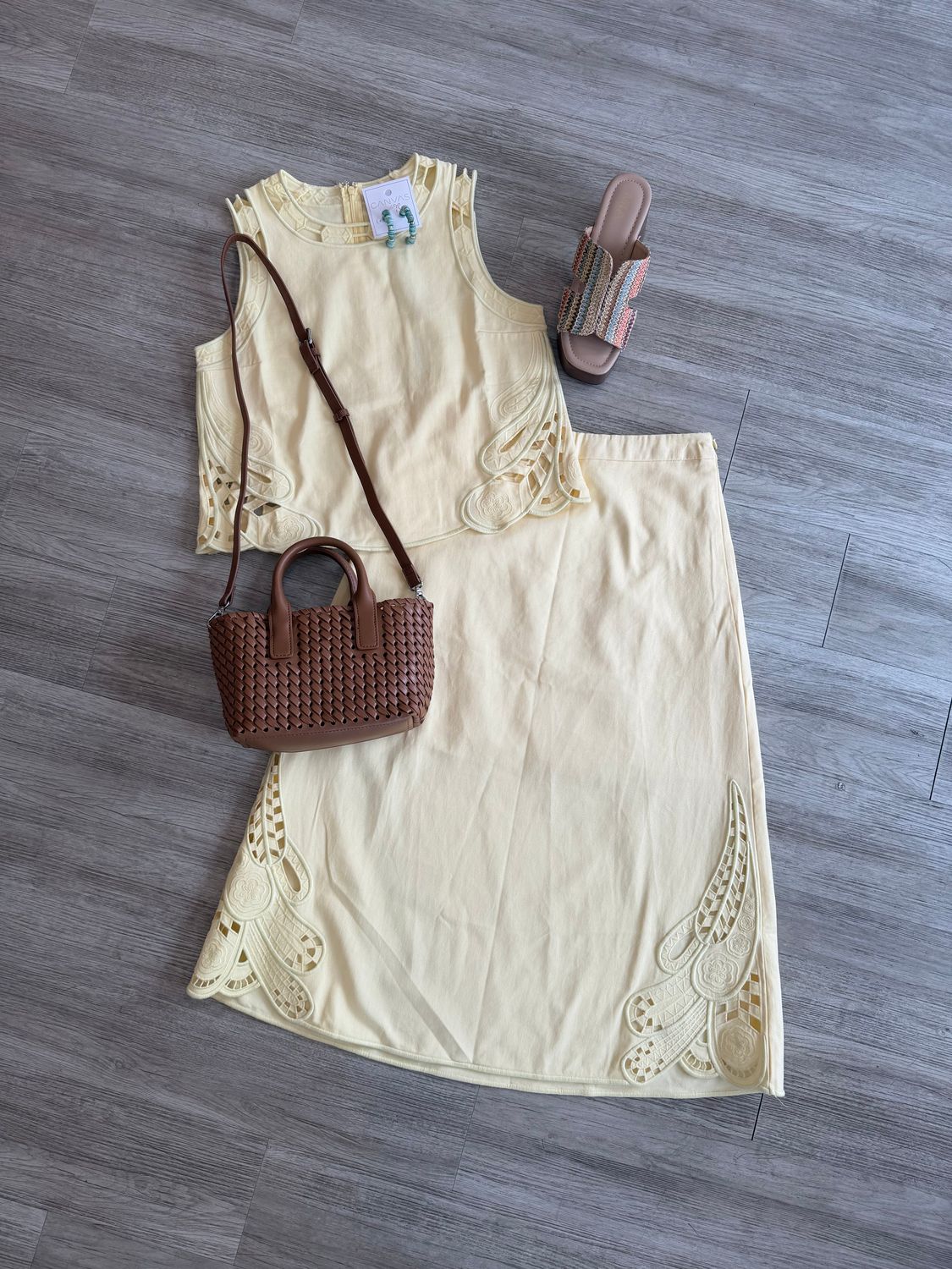 Lemon Yellow Embroidered Set