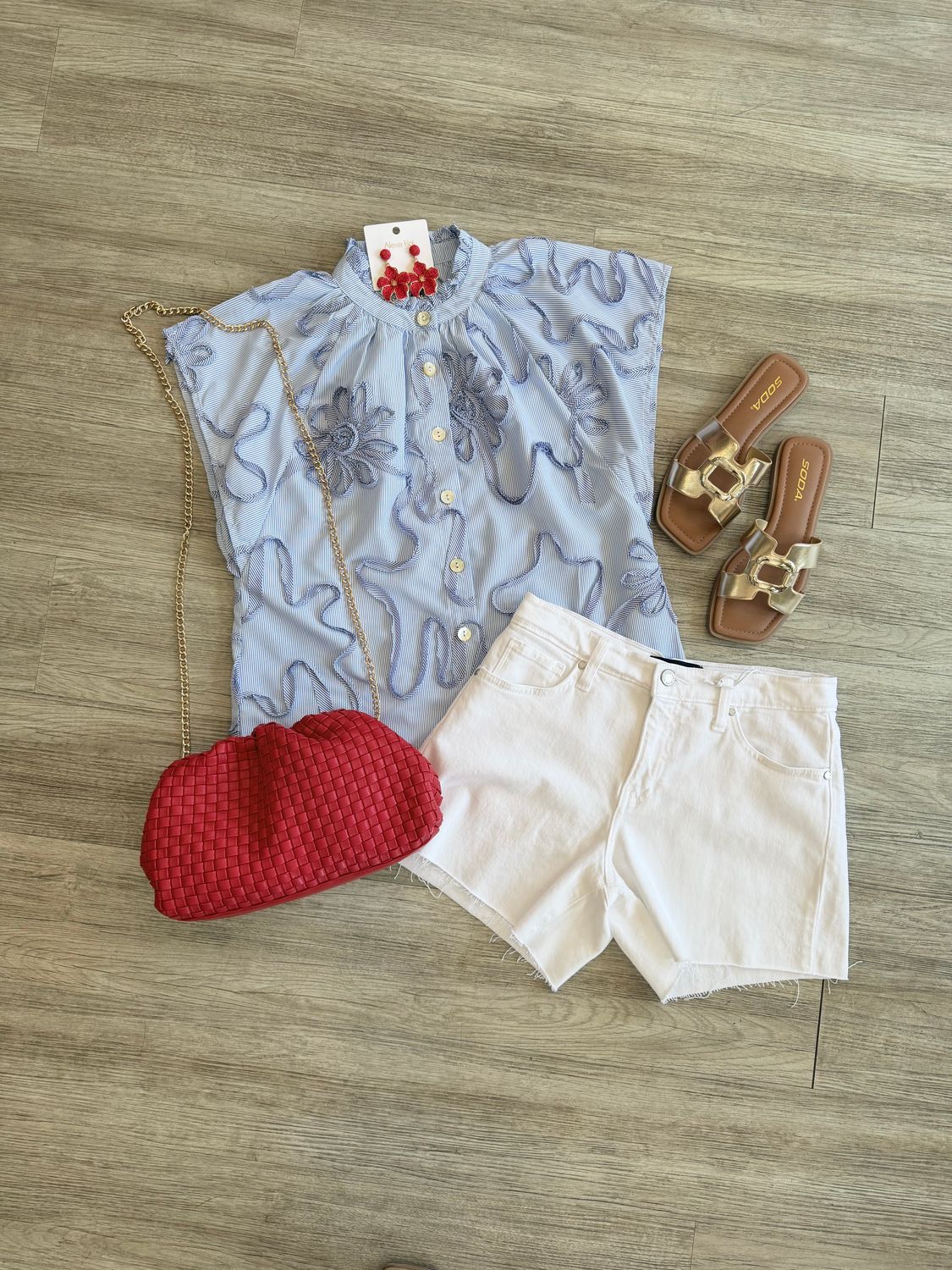 The City Blue Ribbon Flower Top