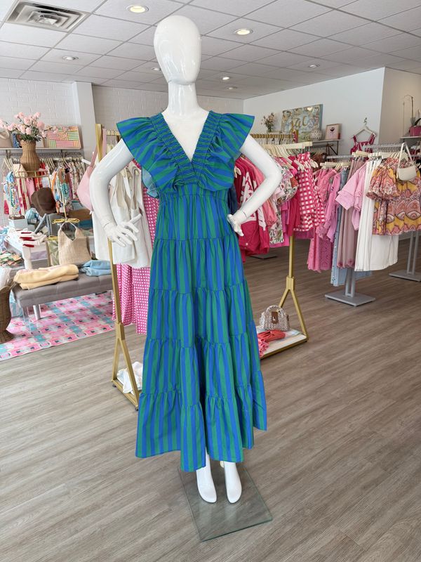 Palm Beach Striped Midi Dress