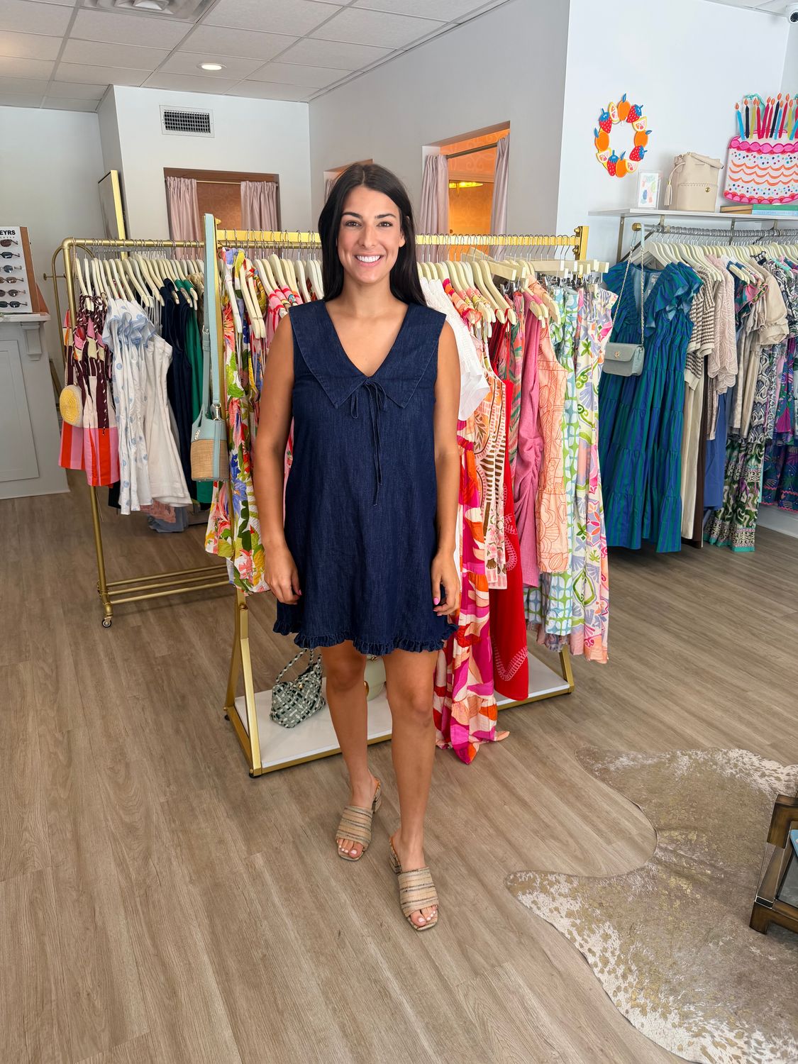 Camille Ruffle Hem Denim Dress