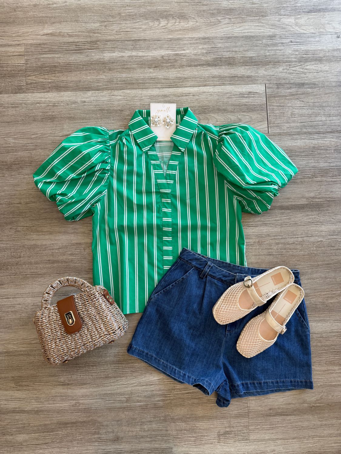Paige Puff Sleeve Green Top
