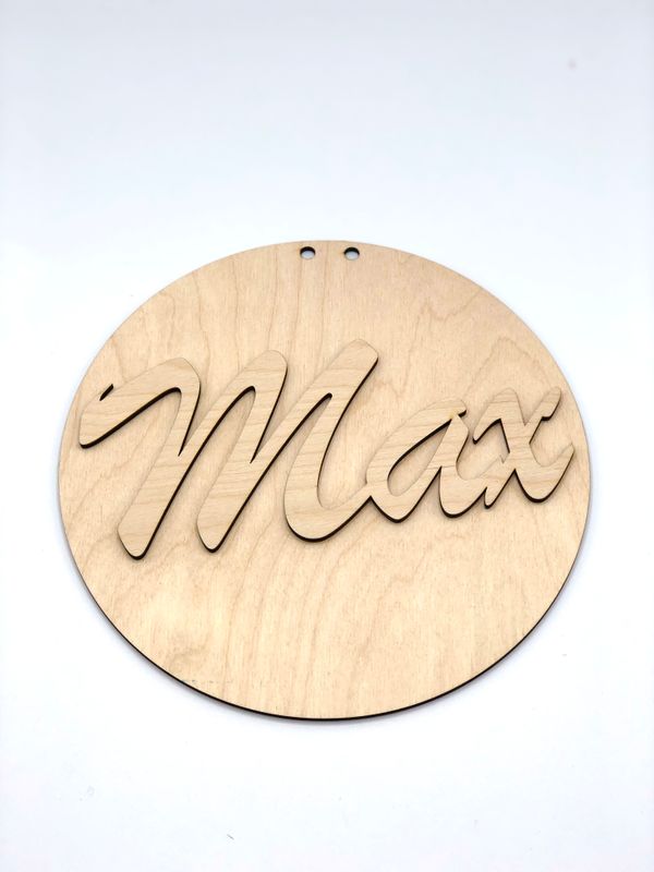 Rundes Türschild mit Namenszug