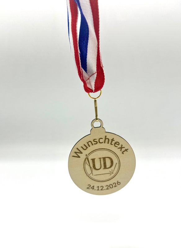 5 Personalisierte Medaillen aus Holz  mit eigenem Logo oder Motiv