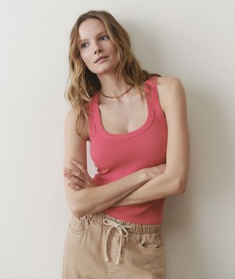 Lexi Rib Scoop Tank Bright Rose