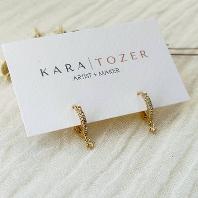 Dainty Solitaire Huggie Hoops