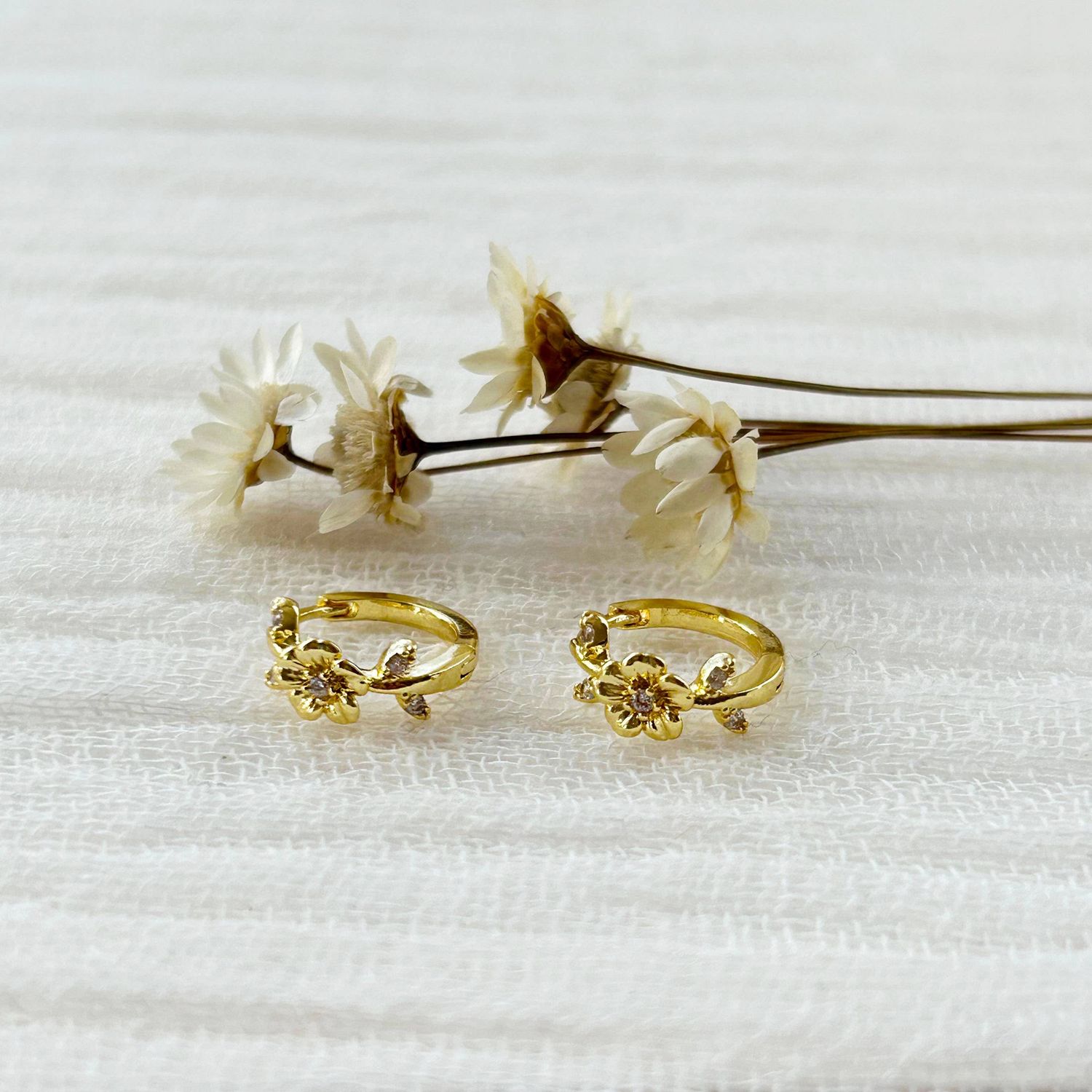 Mini Gold Flower Hoops