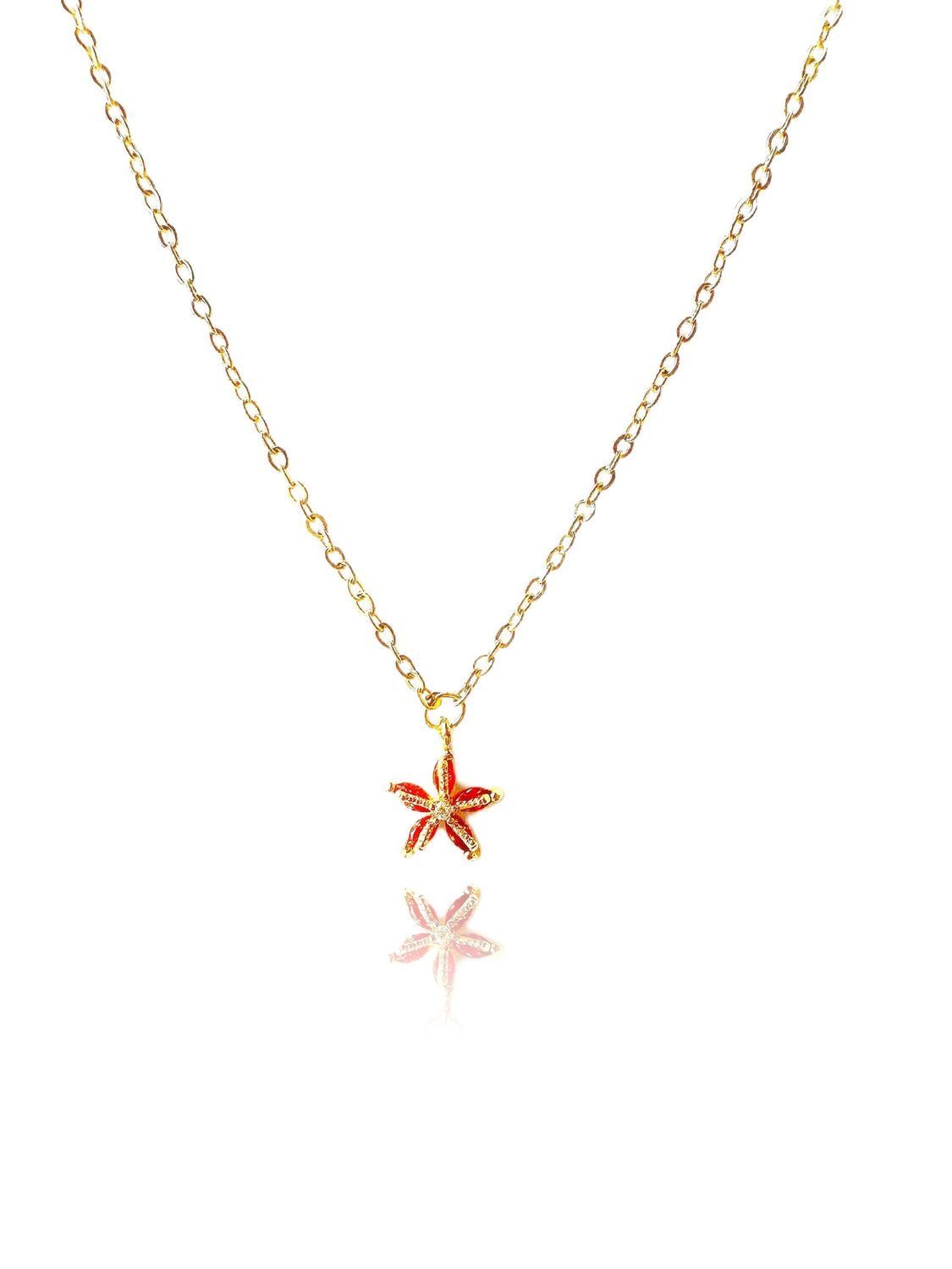 Crystal Red Starfish Necklace