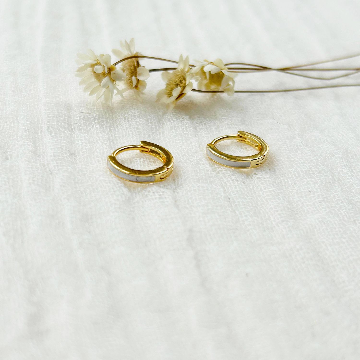 Mother Of Pearl Huggie Hoops