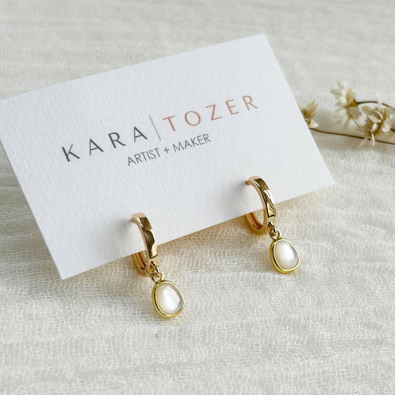 Mother Of Pearl Charm Hoops