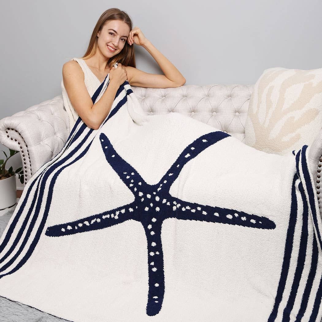 Starfish Print Luxury Throw Blanket