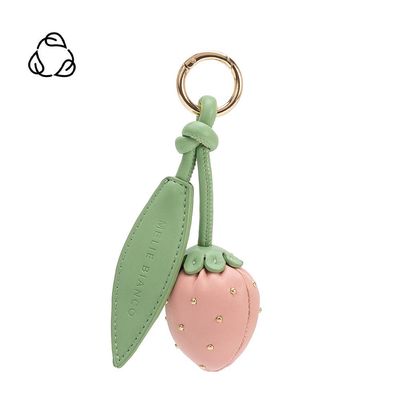 Strawberry Pink Recycled Vegan Bag Charm