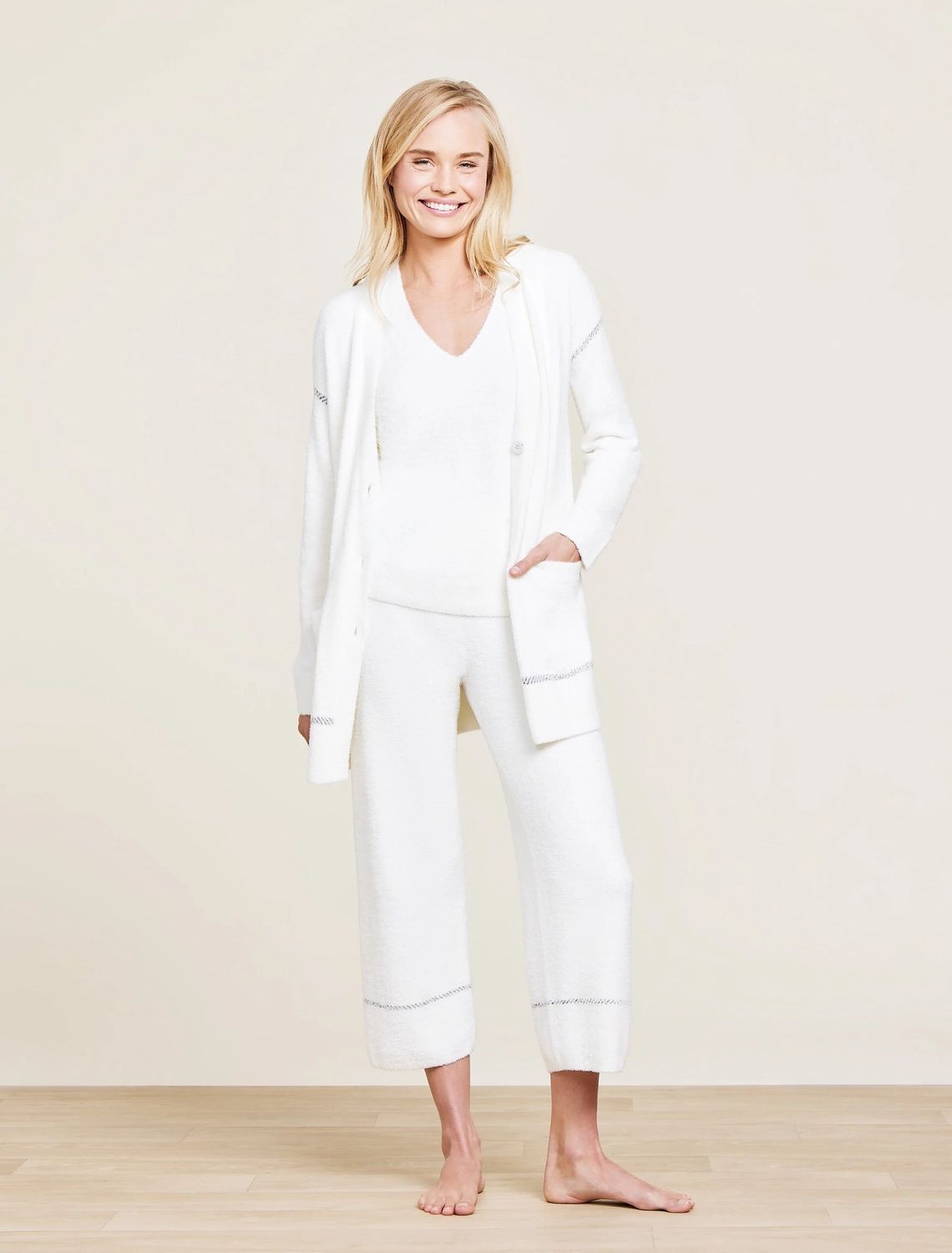 CozyChic Lite Contrast Cropped Pant Pearl