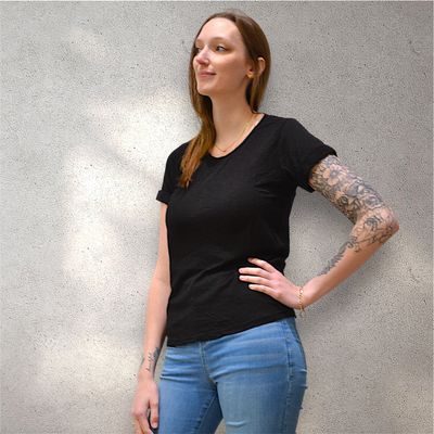 Rolled Sleeve Tee in Black