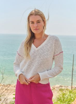 V-Neck Sweater Fuchsia
