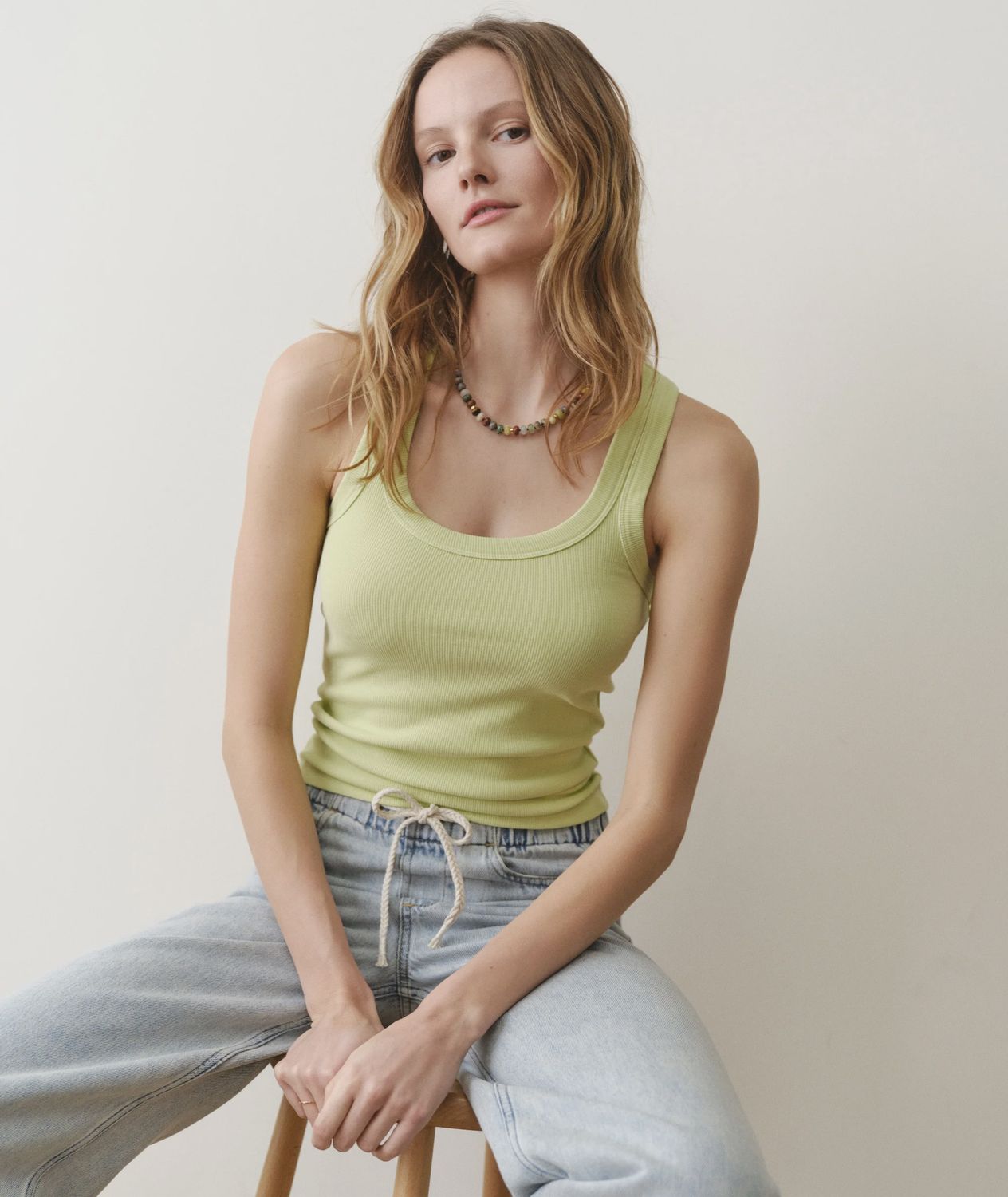 Lexi Rib Sun-In Tank Faded Lime