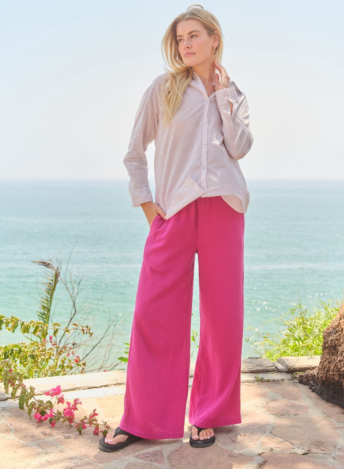 Deep Fuchsia Wide Leg Pant