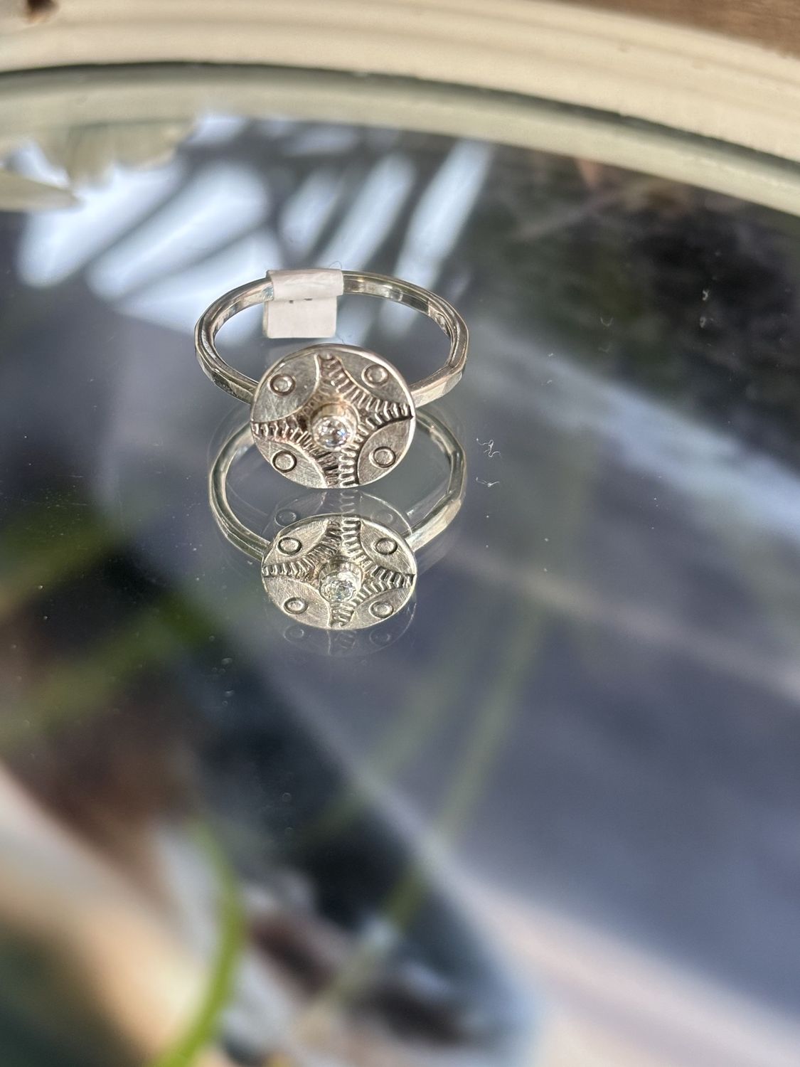 Stamped Cubic Zirconia Ring