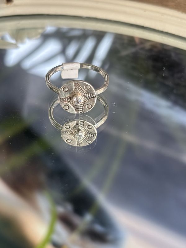 Stamped Cubic Zirconia Ring