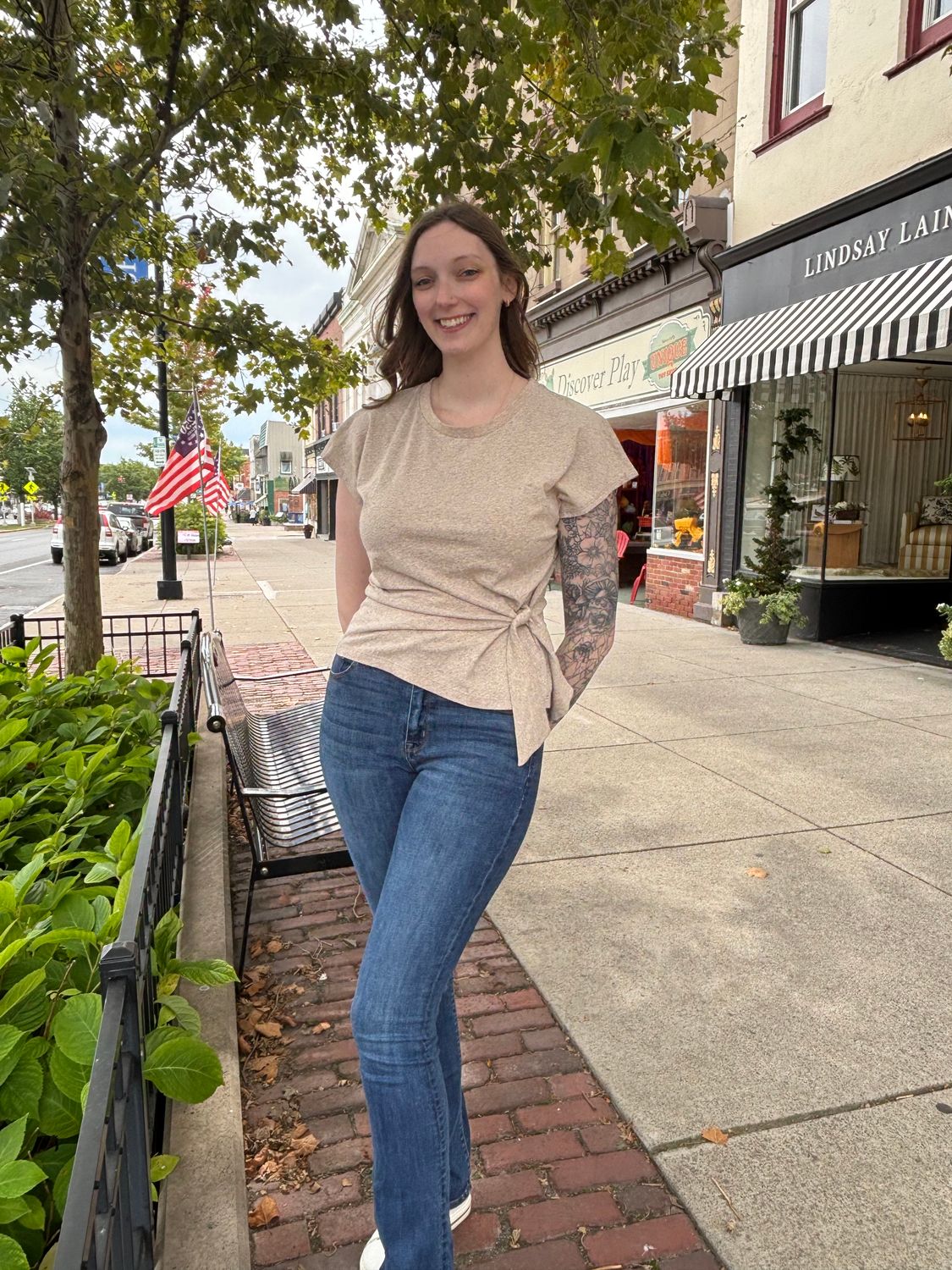Scarf T-Shirt, Color: Heathered Oat, Size: X-Small