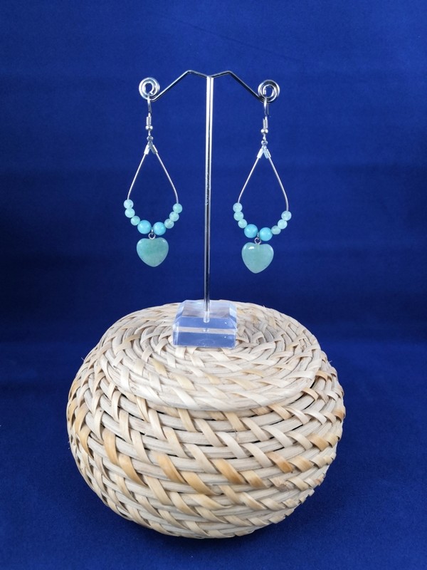 Boucles d'oreilles cœur d'aventurine