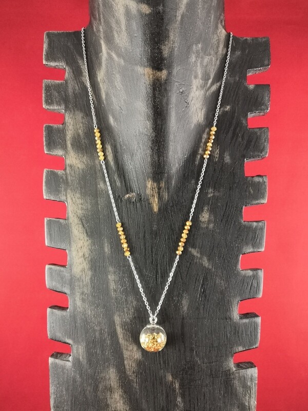 Collier boule dorée en verre