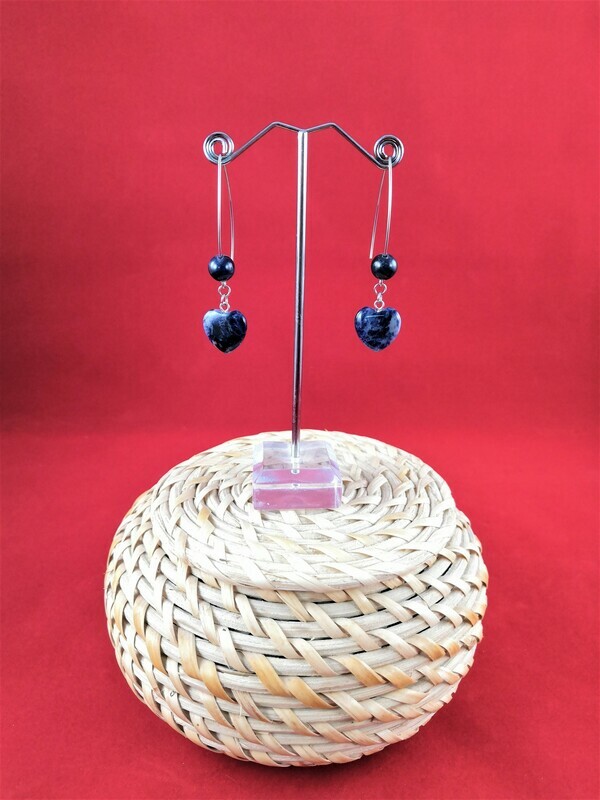 Boucles d'oreilles coeur en lapis lazuli