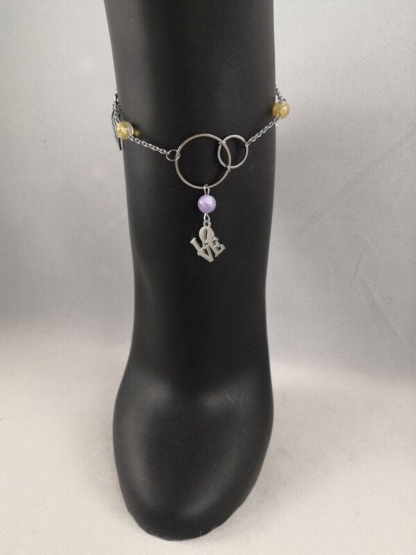 Bracelet de cheville "love angels" en pierres naturelles