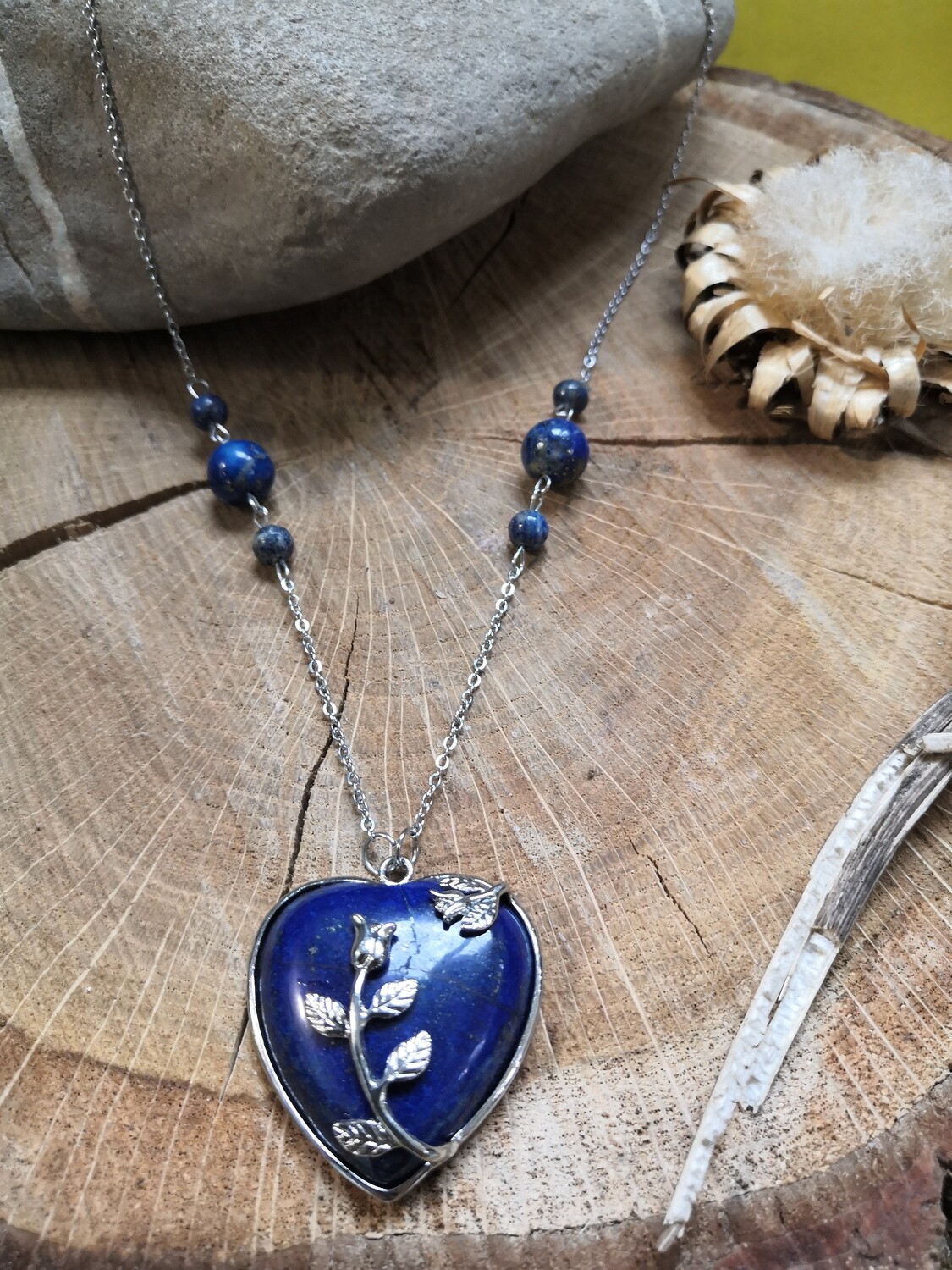 Collier cœur en lapis lazuli