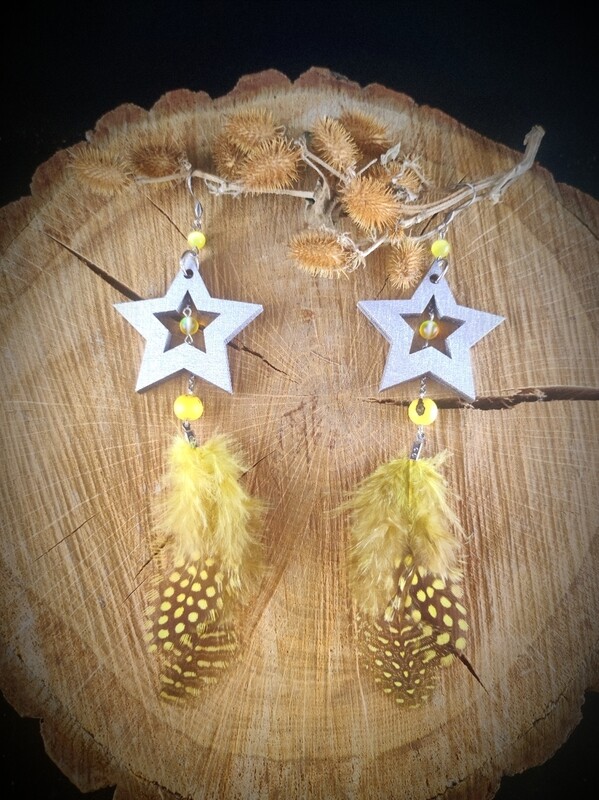 Boucles d'oreilles star yellow