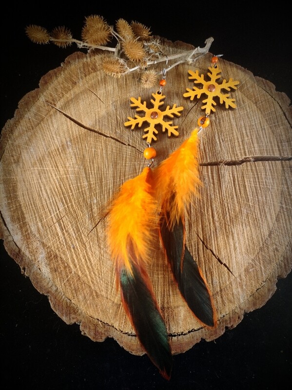 Boucles d'oreilles étoile de neige orange