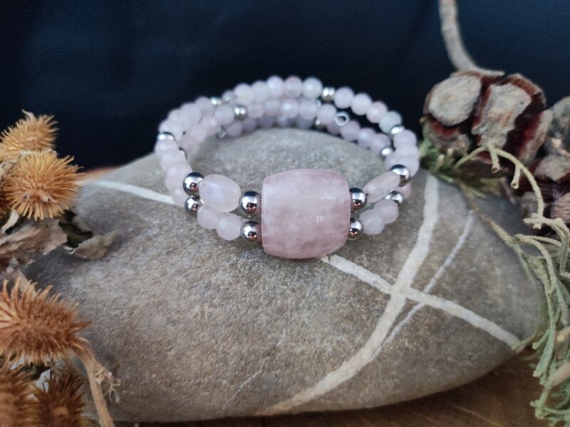 bracelet double coeur de quartz
