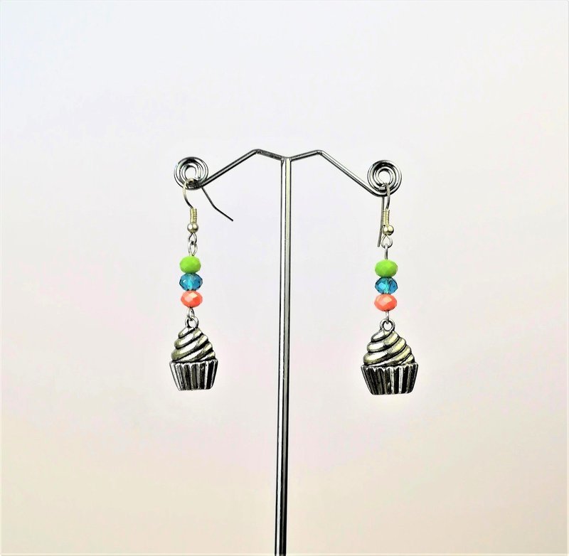 Boucles d'oreilles muffins avec perles en verre facetté