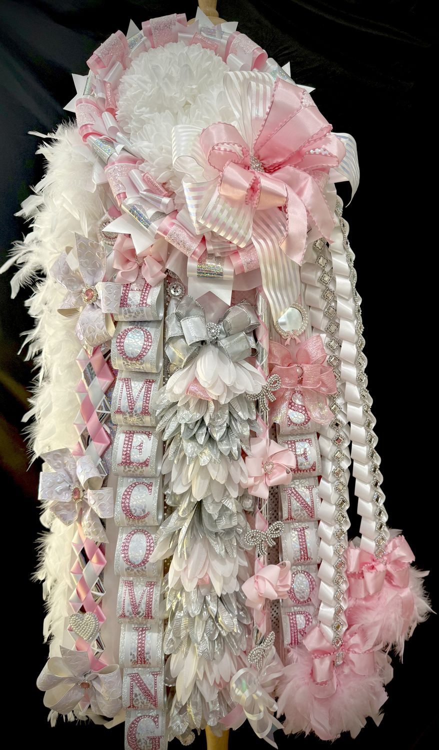 MUM - Pre Made SENIOR pink and white double super mum