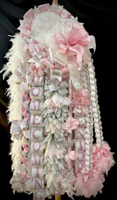MUM - Pre Made SENIOR pink and white double super mum