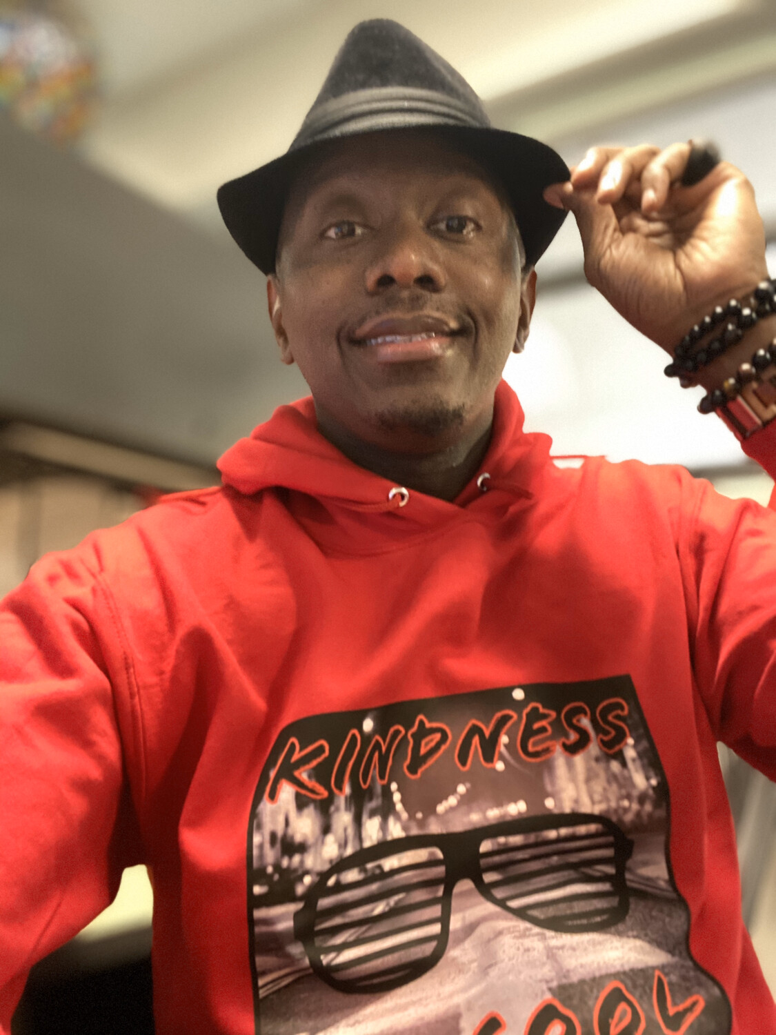 NEW LOGO Kindness Is Cool Red &amp; Black Hoodie (SIZES SMALL-2XL)