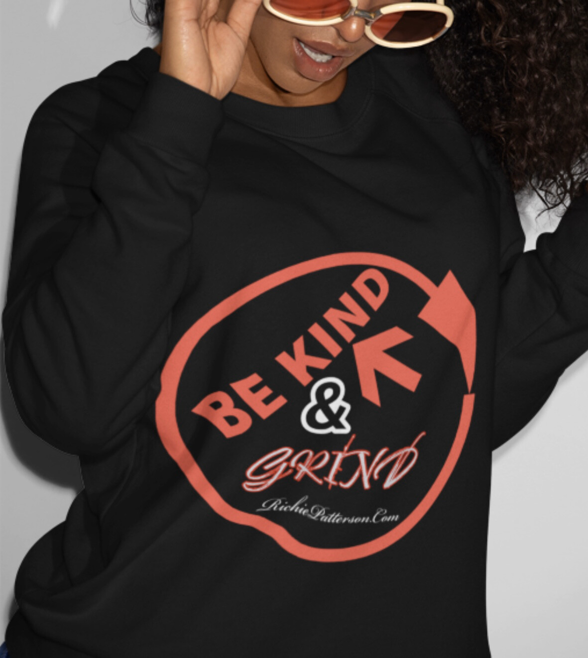 Black BE KIND &amp; GRIND CREW  (SIZES SMALL-2XL)