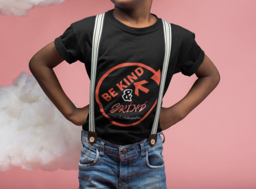 BE KIND &amp; GRIND YOUTH  black T-SHIRTS (SIZES SMALL-XL YOUTH SIZES)